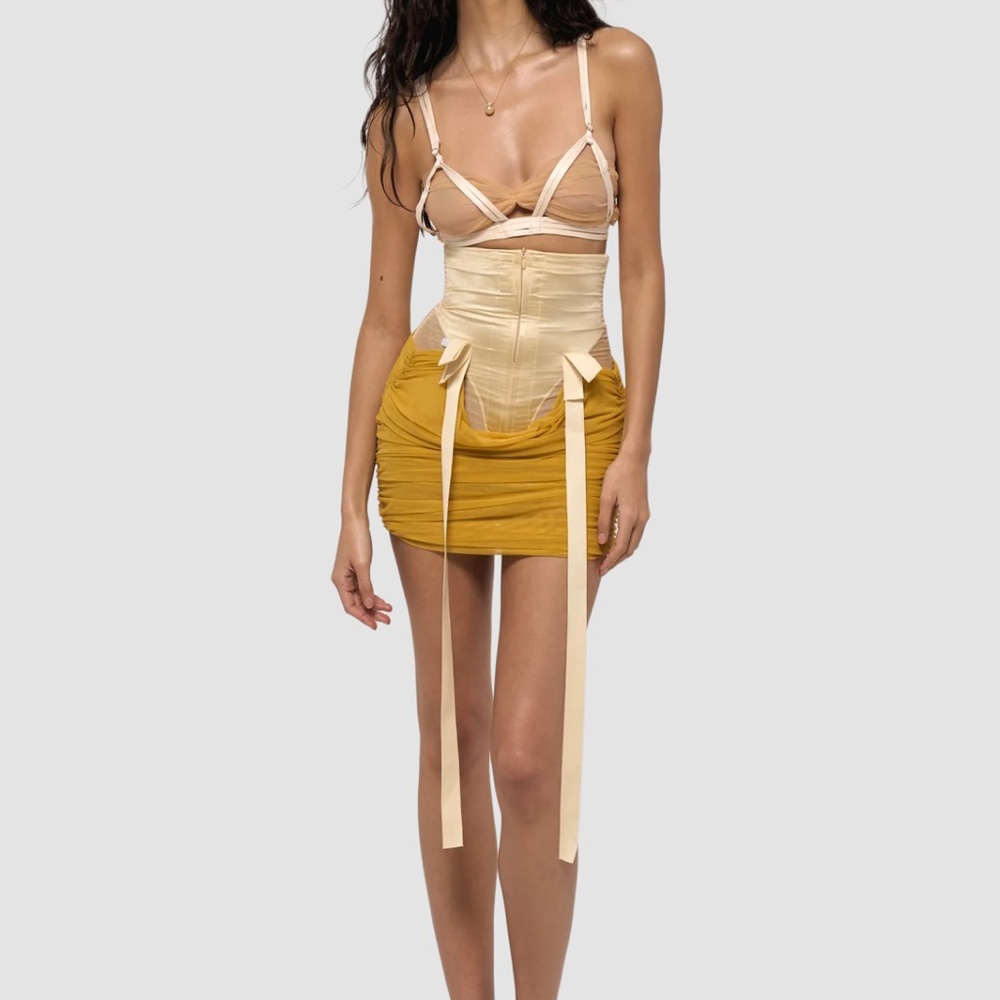 Chic Beige and Mustard Skirt